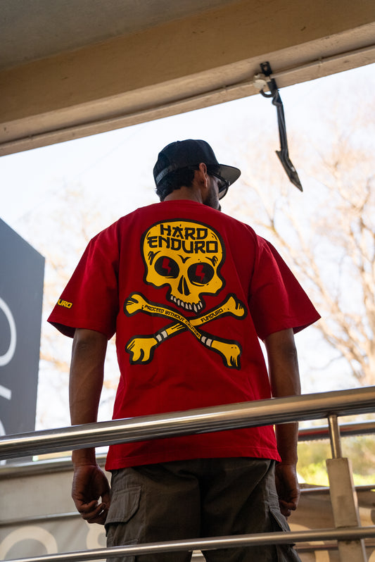FUNDURO Oversized T-Shirt - Skull & Bones - Red/Yellow